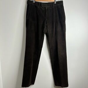 HUGO‎ BOSS Mens Brown Corduroy Straight Leg Dress Pants Size 34x32 Classic Soft